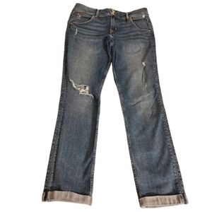 Hudson Collin Midrise Straight Distressed Cuffed Jeans